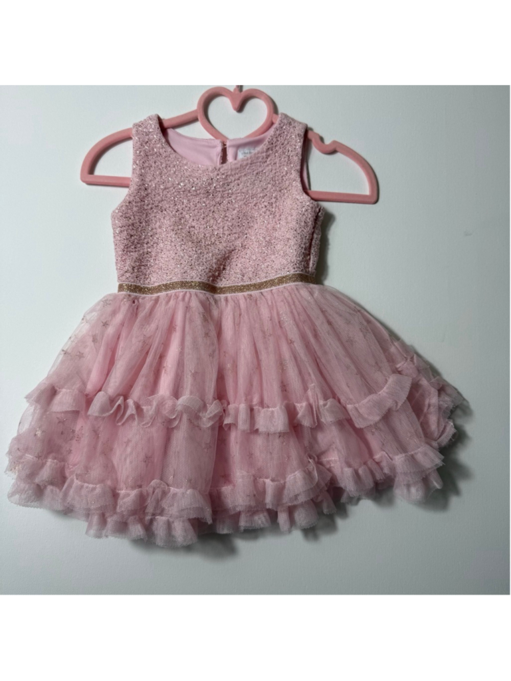 Girls The Children's Place Formal Dress 9-12 Months Pink Gold